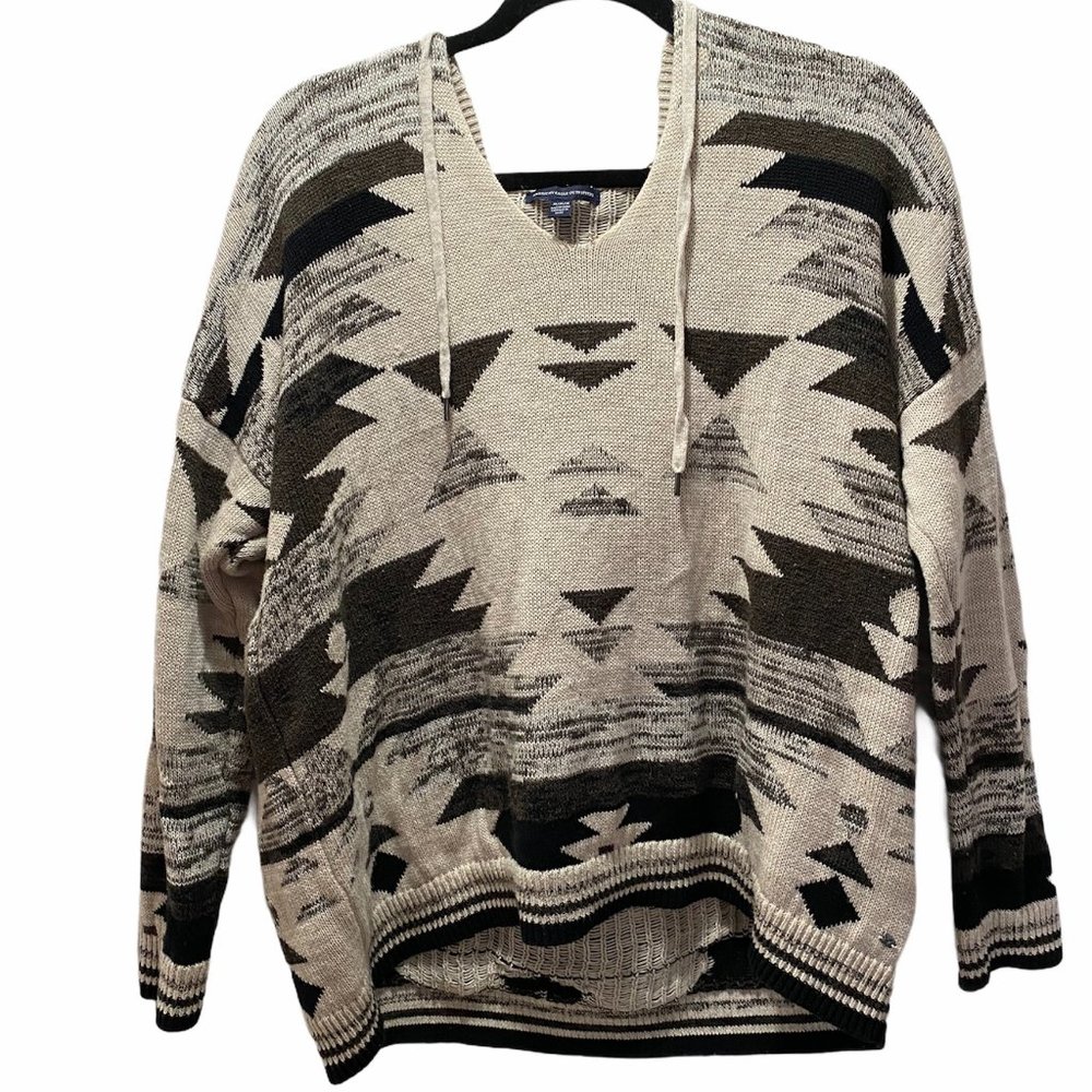 WOMENS AMERICAN EAGLE AZTEC BOHO HOODIE SWEATER